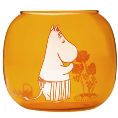 Подсвечник стеклянный Moomin, Муми-мама, 11 см, янтарный купить в Москве -  DesignBoom