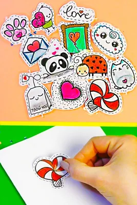 МИЛЫЕ НАКЛЕЙКИ с сердечками, своими руками! БЕЗ КЛЕЯ! Сами рисуем) #diy  #stickers #christmascrafts #cra… | Наклейки, Рисунок сердца карандашом,  Рисунки-каракули