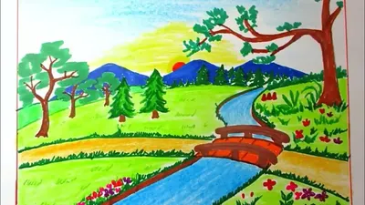 Как ПРОСТО нарисовать ПРИРОДУ ГОРНЫЙ ПЕЙЗАЖ, Рисуем Просто/735/How to draw  a MOUNTAIN LANDSCAPE - YouTube