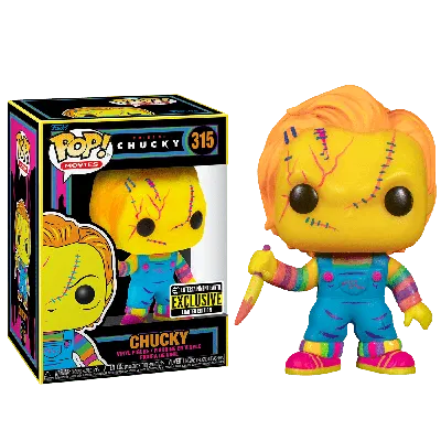 Фигурка Чаки со стикером (Chucky Black Light (Эксклюзив Entertainment  Earth)) — Funko POP