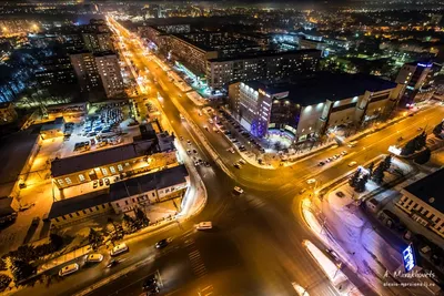 Ночной Ульяновск: Минаева и Кирова с высоты