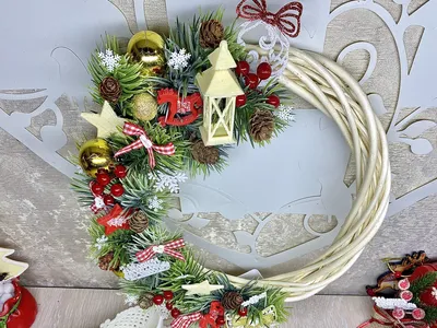 Купить Новогодний Рождественский венок на дверь | Skrami.ru