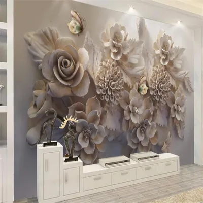 Купить Фотообои на заказ, 3D тисненные европейские роскошные ювелирные  изделия, цветы, обои для спальни, гостиной, дивана, фон, стены, домашний  декор | Joom