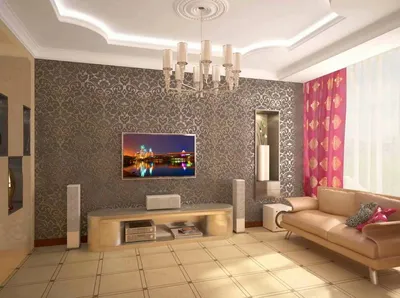 3D обои в дизайне гостиной