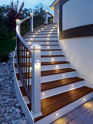 Освещение лестницы в доме - 100 фото лучших идей от профи! | Outdoor  stairs, Deck stair lights, Outdoor deck lighting