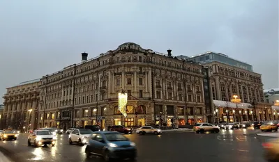 Moscow, Russia, National Hotel. Stock Photo - Image of cityscape, evening:  214167726