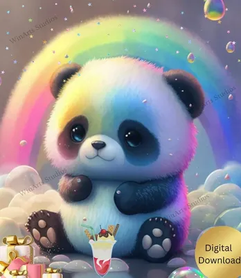 Digital art of a cute panda bear on Craiyon