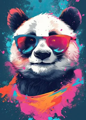 Rainbow Coloured Panda Artwork - Drawify