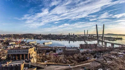 Panorama Golden Bridge Golden Horn Bay Sunset Vladivostok Russia Stock  Photo by ©dv.sakharov 229181000