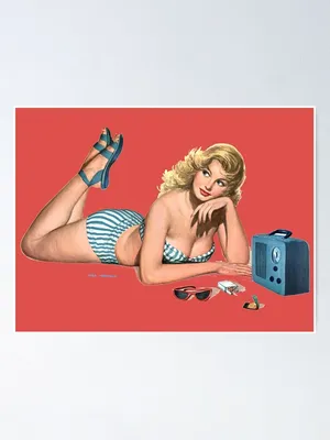 Permite Mechanic Pin-up Girl by Bill Medcalf Vintage Art - xzendor7