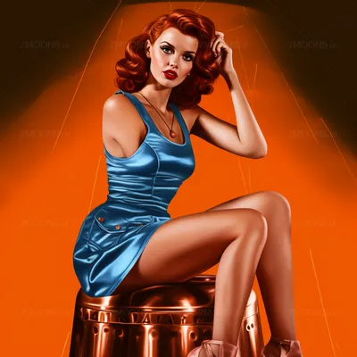 Pin-up custom portrait – Classic car pin-up girl – Personalized pin-up art