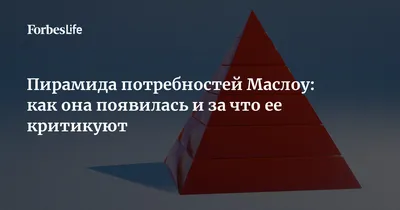 Пирамида потребностей Маслоу, потребности человека