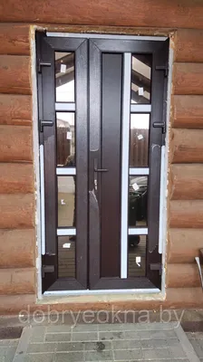 Входная пластиковая дверь в частный дом, Орех (900×2100) INOX-010-NB -  Профиль-сервис