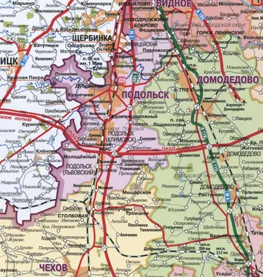 Подольск на карте Московской области - 2023