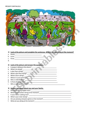 present continuous with picture - ESL worksheet by silvianeider