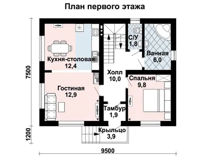 Проект двухэтажного кирпичного дома № 48-21 в европейском стиле | каталог  Проекты коттеджей