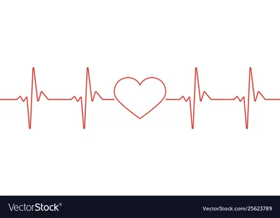 Heart pulse red and white colors heartbeat lone Vector Image