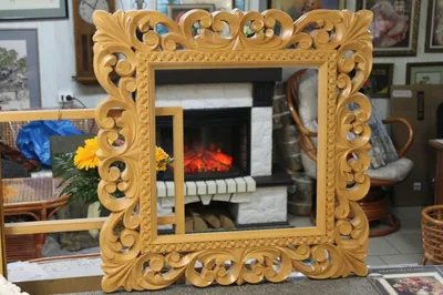 carved frame under the mirror the second part - YouTube