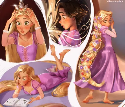 Vivid, detailed, Disney art style, full body, Rapunz...