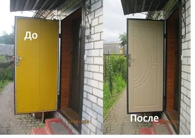 Двери из дерева / Входные двери / Реставрация наружной накладки на  металлическую входную дверь : Фрам - производство деревянных окон и дверей