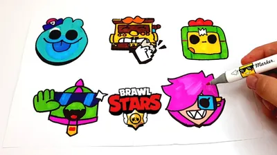 КАК НАРИСОВАТЬ НАКЛЕЙКИ BRAWL STARS -БАЗЗ,ГРИФФ,СПАЙК,КОЛЕТТ,СКВИК, -  ПРОСТЫЕ РИСУНКИ - YouTube