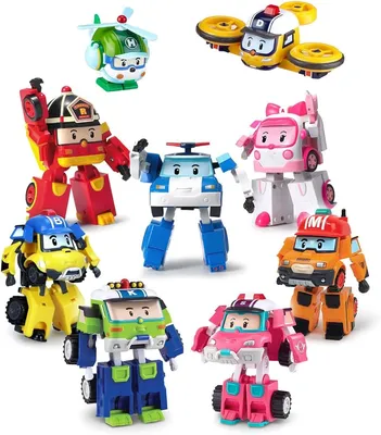 Amazon.com: Robocar Poli 9 Pack Transforming Robot Toys, 4\" Tramsformable  Action Figure Toy, Rescue Team Emergency Vehicle Playset, Holiday Birthday  Rescue Team Car Toys Gift for Boys Girls Age 1 2 3