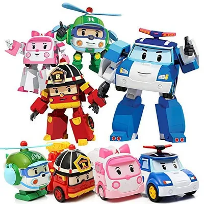 3pcs 6pcs Korea Toys Robocar Poli Transformation Robot Poli Amber Roy Car  Model Anime Action Figure Toys For Children Best Gift - AliExpress