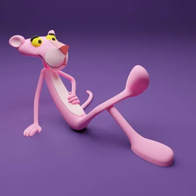 Cartoon illustration of a pink panther on Craiyon