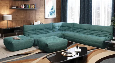 Зеленый диван в домашнем интерьере | VOSART | Дзен