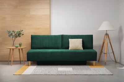 Зелёный диван в интерьере — Фото, сочетания, особенности