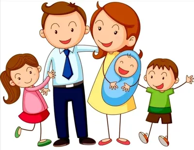 семья 2 детей иллюстрация вектора. иллюстрации насчитывающей детство -  44609843