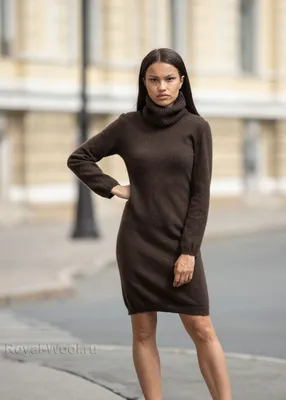 Стильное шерстяное платье на фото
