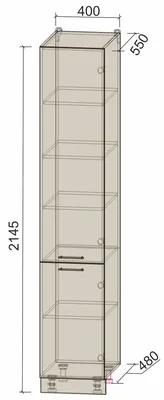 Кухонный модуль шкаф пенал с 2-мя дверцами 60х57.4х213.2 см, Глетчер -  купить с доставкой по выгодным ценам в интернет-магазине OZON (839615242)