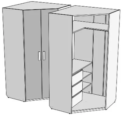 Шкаф распашной Шкаф трапеция Торстейн 2 наполнение белье/платье, 100x52x220  см - купить по выгодной цене в интернет-магазине OZON (1318986578)