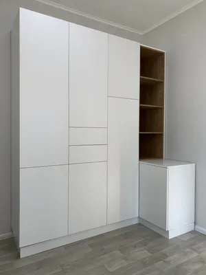 Белый шкаф без ручек блюм | Tall cabinet storage, Bedroom interior, Storage  cabinet