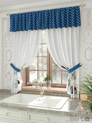 Комплект штор для кухни \"Матуш\" голубой | Шторы для кухни | Шторы | Каталог  | Волшебный сон