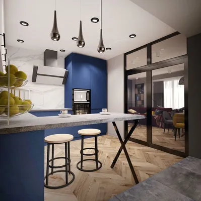 Синяя кухня — 17 фото идей дизайна интерьера