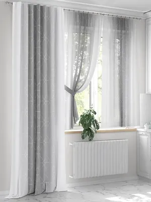 AT-HOME Шторы с балконной дверью 280 высота. Портьера 1шт и тюль 2шт