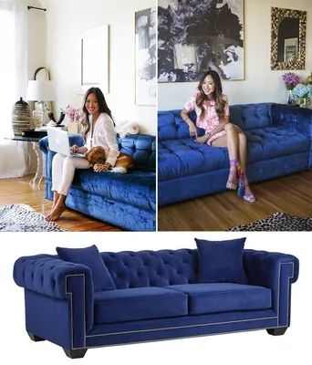 Синие диваны для гостиной: фото, примеры интерьеров, лучшие модели