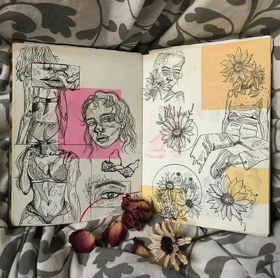 Рисунки в скетчбуке | Art journal inspiration, Art diary, Gcse art  sketchbook