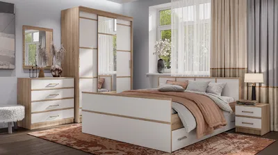 Модульная спальня Сакура дуб сонома/белый БТС (г.Пенза) купить, цена в  Екатеринбурге