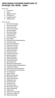 Список погибших в Казани. На борту был сын президента Татарстана и глава  ФСБ республики | Republic