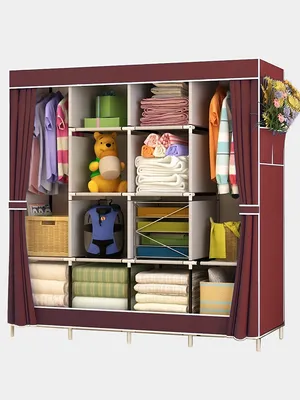 Складной шкаф тканевый каркасный для одежды STORAGE WARDROBE X0001  175_130_45 см бордовый - купить в Москве, цены на Мегамаркет