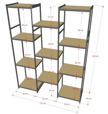 Стеллаж для разделения комнаты (Loft) R49-115