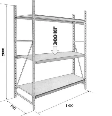 Грузовые стеллажи Водолей H 2000мм L 1000 S 600мм (3 полки) | Компания  \"Торговая линия\"
