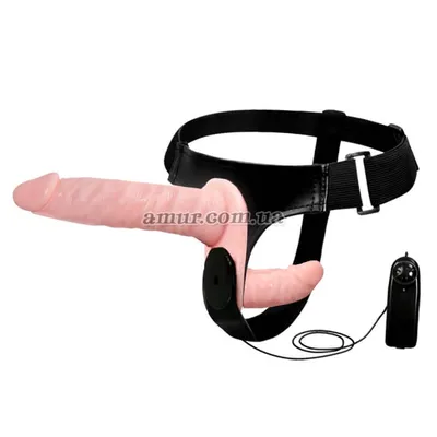 Купить Женский страпон с вибрацией и вагинальной пробкой Ultra Passionate  Harness - 18 см. в Челябинске, цена, отзывы