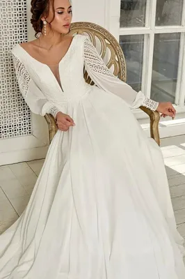 Свадебное платье в стиле бохо артикул 203257 цвет белый👗 напрокат 5 900 ₽  ⭐ купить 40 000 ₽ в Нижнем Новгороде