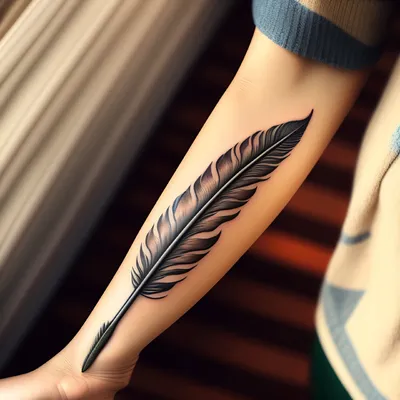 эскиз для тату перо с птицами 26.09.2019 №002 -sketch feather tattoo-  tatufoto.com - tatufoto.com