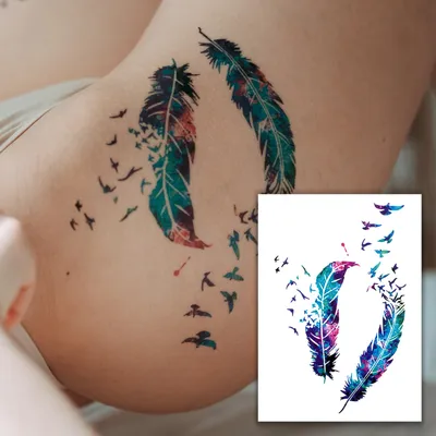 Тату Tattooshka \"Перья с птицами\" L-15 (5805800012780) купить в Украине |  Территория минимальных цен