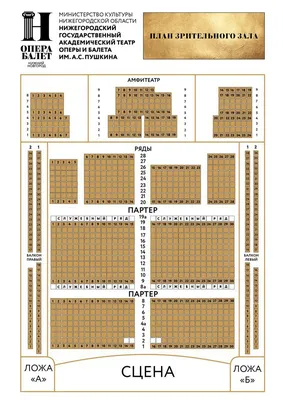 План зрительного зала и сцены в Нижегородском государственном академическом театре  оперы и балета имени А. С. Пушкина